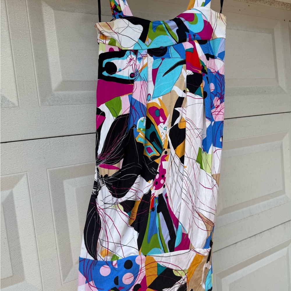 Diane Von Furstenberg Blue and Pink Asymmetrical Sleeveless Sundress